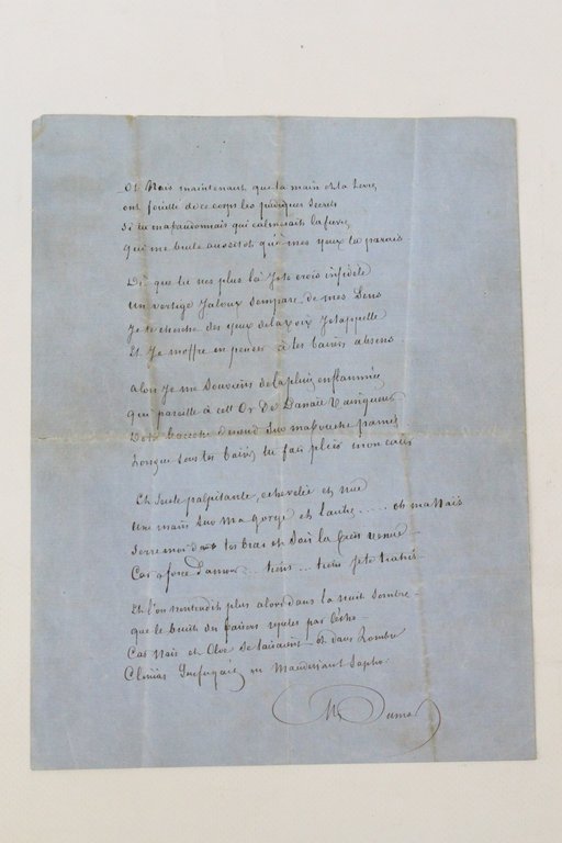 Naïs et Chloé Poème saphique autographe inédit signé d'Alexandre Dumas