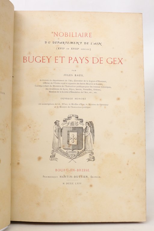 Nobiliaire du département de l'Ain (XVIIe et XVIIIe siècles). Bugey …