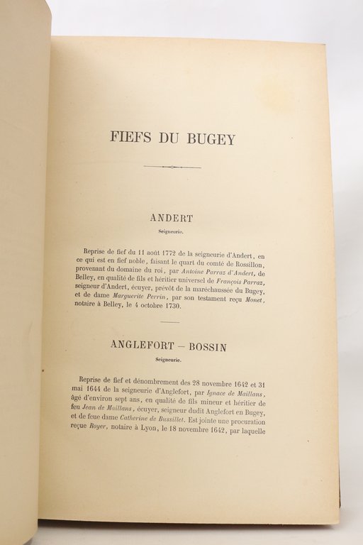 Nobiliaire du département de l'Ain (XVIIe et XVIIIe siècles). Bugey …