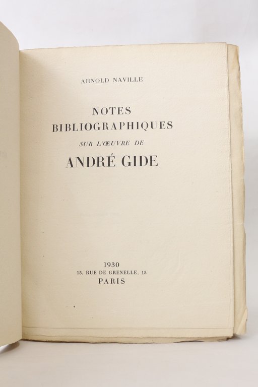 Notes bibliographiques sur l'oeuvre d'André Gide
