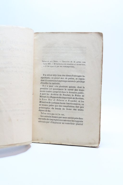 Notes de René d'Argenson lieutenant général de police intéressantes pour …