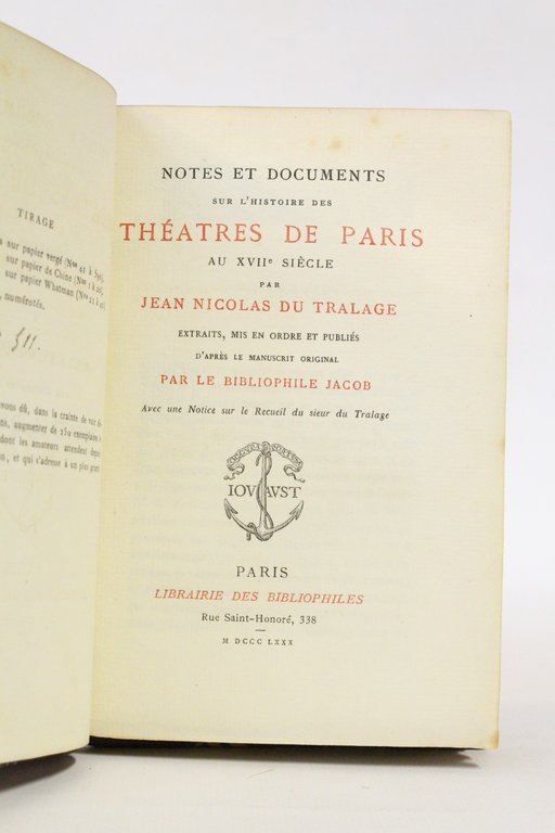 Notes et documents sur l'histoire des théâtres de Paris au …