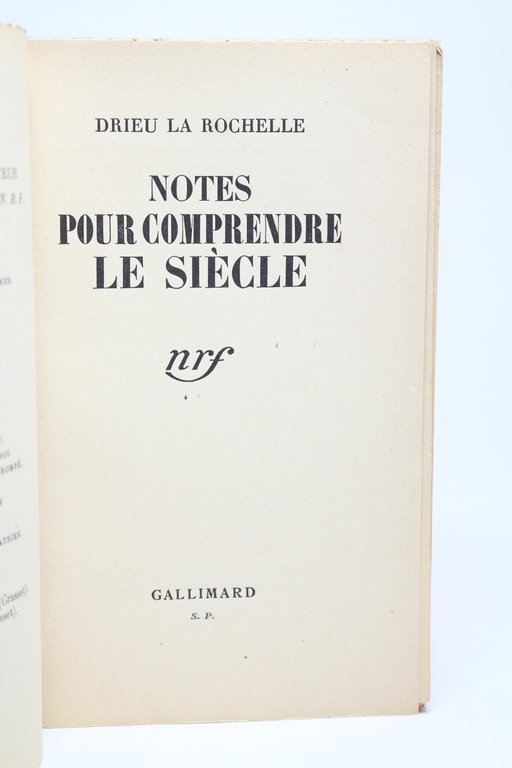 Notes pour comprendre le siècle