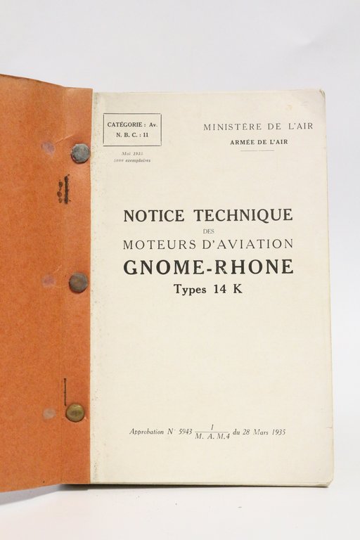 Notice technique des moteurs d'aviation Gnome-Rhône types 14 K