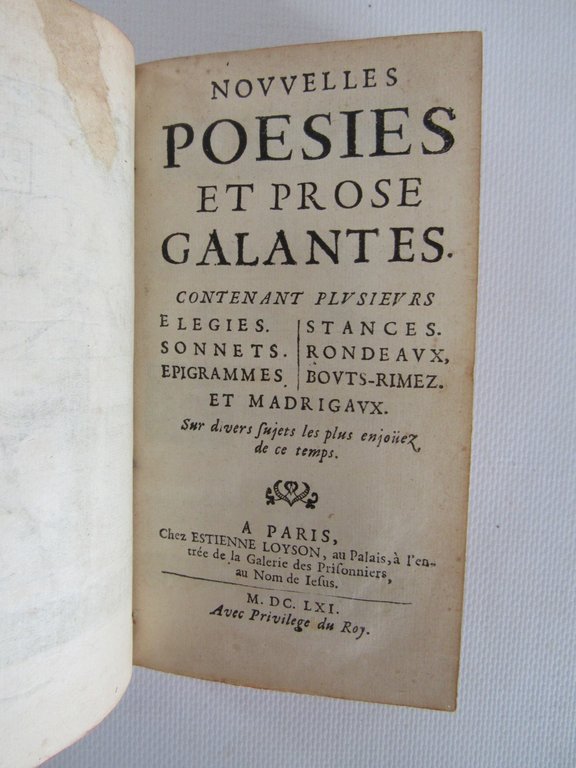 Nouvelles poesies et prose galantes