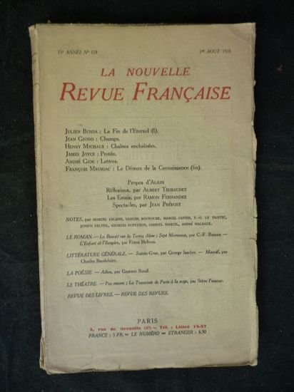 Nrf N°179 de la 15ème année