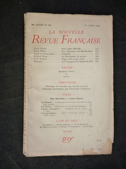 Nrf N°319 de la 28ème année