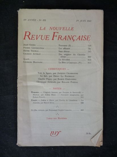 Nrf N°328 de la 29ème année