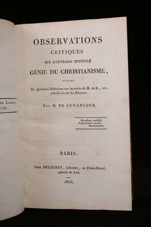 Observations critiques sur l'ouvrage intitulé Génie du Christianisme suivies de …