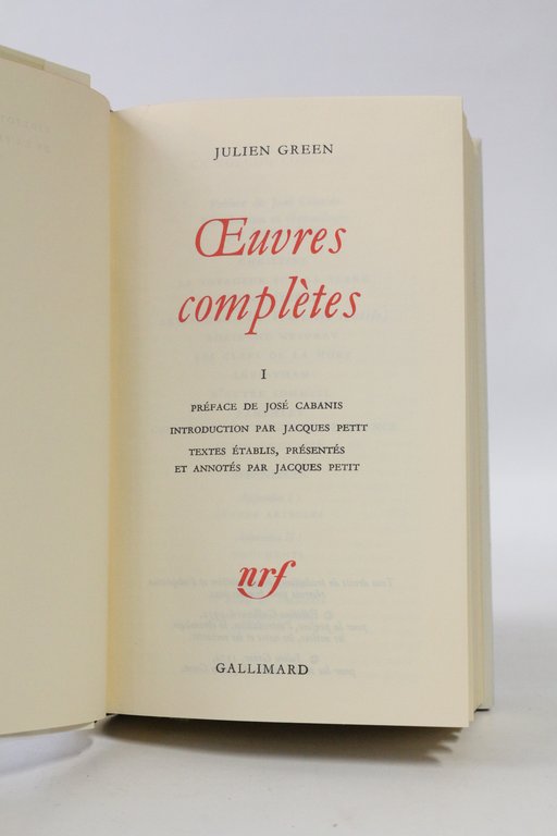 Oeuvres complètes, Tome I