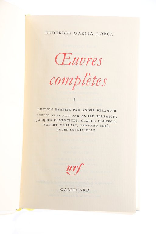 Oeuvres complètes, volume I