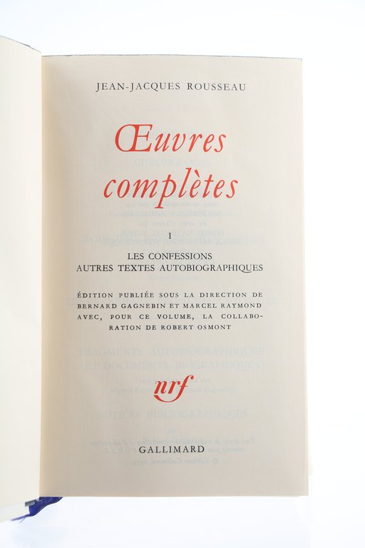 Oeuvres complètes, volume I : Les confessions. - Autres textes …