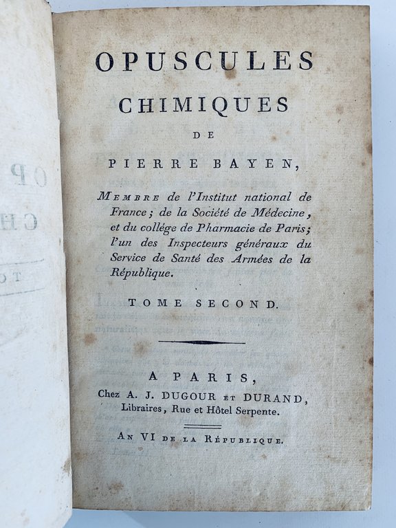 Opuscules chimiques