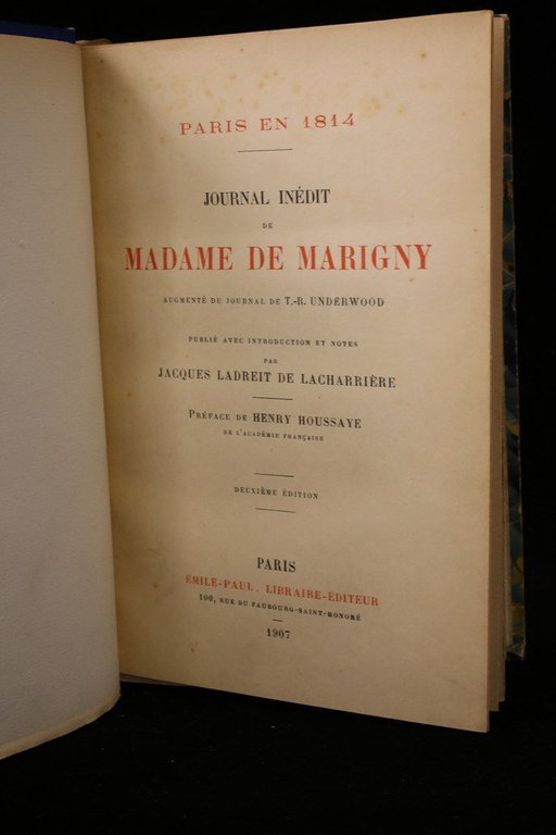 Paris en 1814. Journal inédit de madame de Marigny augmenté …