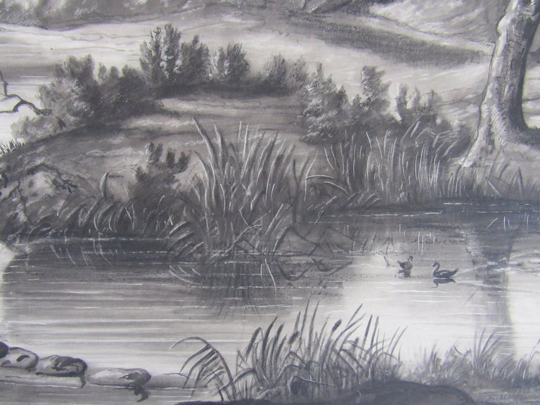 Paysage lacustre avec pêcheur
