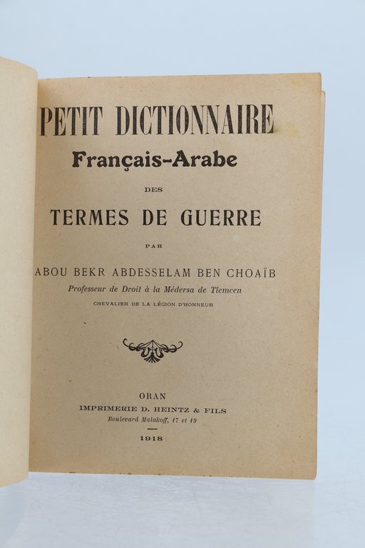 Petit dictionnaire français-arabe des termes de guerre