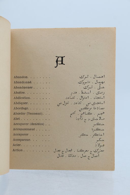 Petit dictionnaire français-arabe des termes de guerre