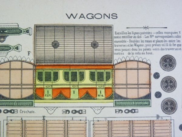 Petites constructions : Wagons. Imagerie d'Épinal Pellerin n°1205.