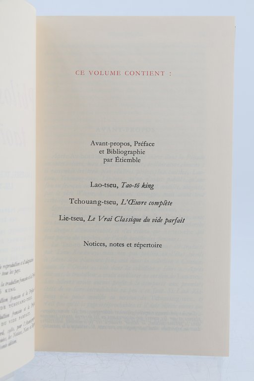 Philosophes taoïstes volume I : Lao-tseu Tchouang-Tseu Lie-Tseu, volume II …