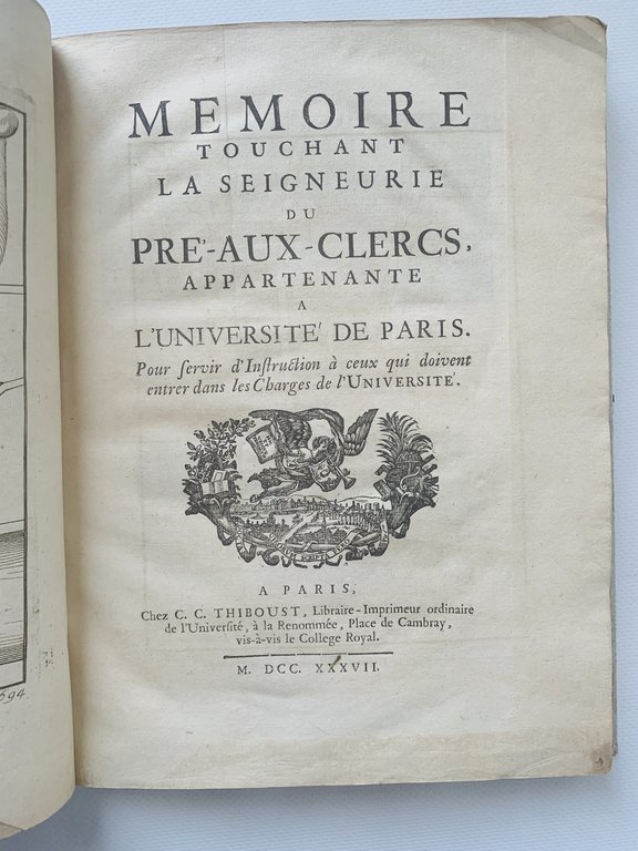 Plan et mémoire instructif touchant la seigneurie du Pré-aux-Clercs appartenant …