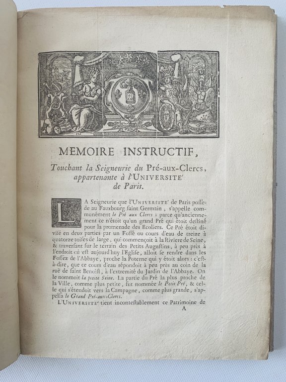Plan et mémoire instructif touchant la seigneurie du Pré-aux-Clercs appartenant …