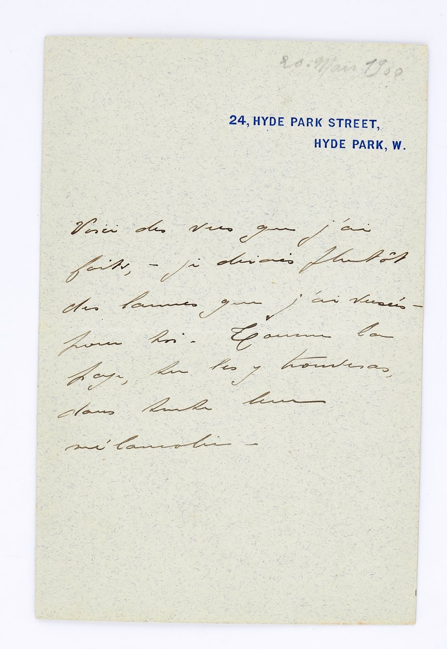 Poème d'amour autographe inédit à Natalie Clifford Barney "A l'absente"