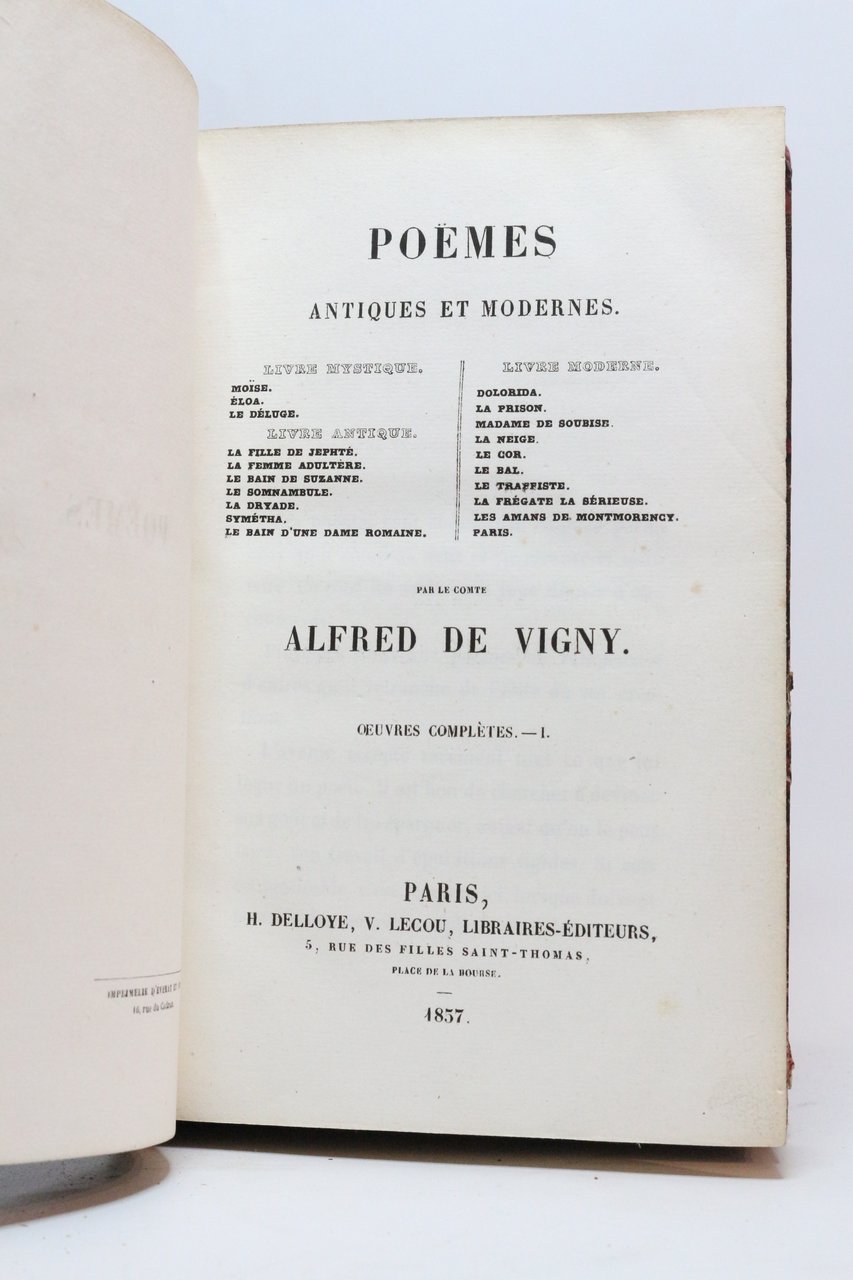 Poëmes antiques et modernes. Oeuvres complètes. - I