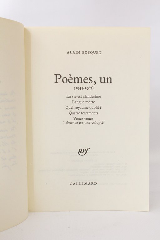 Poèmes, un (1945-1967)