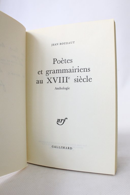 Poètes et grammariens au XVIIIème siècle. Anthologie