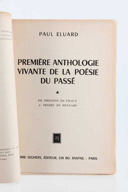 Première anthologie vivante de la poésie du passé