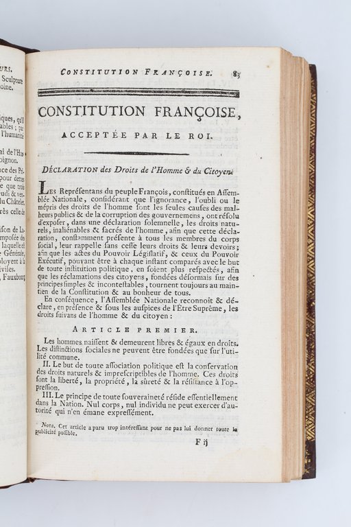 Première constitution française et son préambule : Déclaration des Droits …