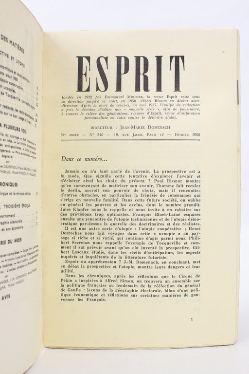 Prospective et utopie - In Esprit N°346 de la 34ème …
