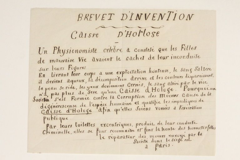 (Prostitution) Brevet d'invention - Caisse d'Horloge