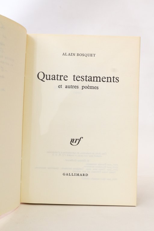 Quatre testaments et autres poèmes