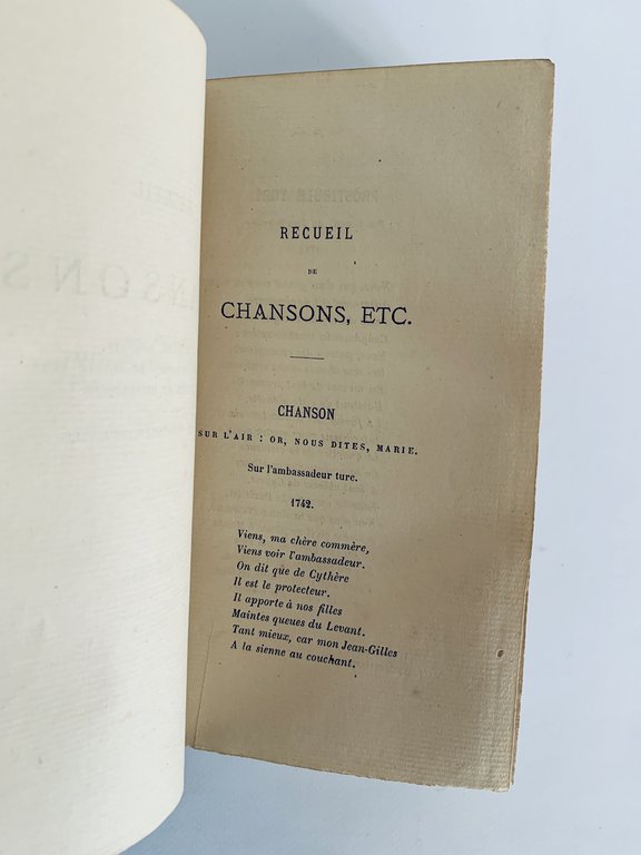 Recueil dit de Maurepas, pièces libres, chansons, épigrammes et autres …
