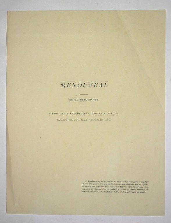 "Renouveau" - Lithographie originale sur Japon - L'Estampe Moderne