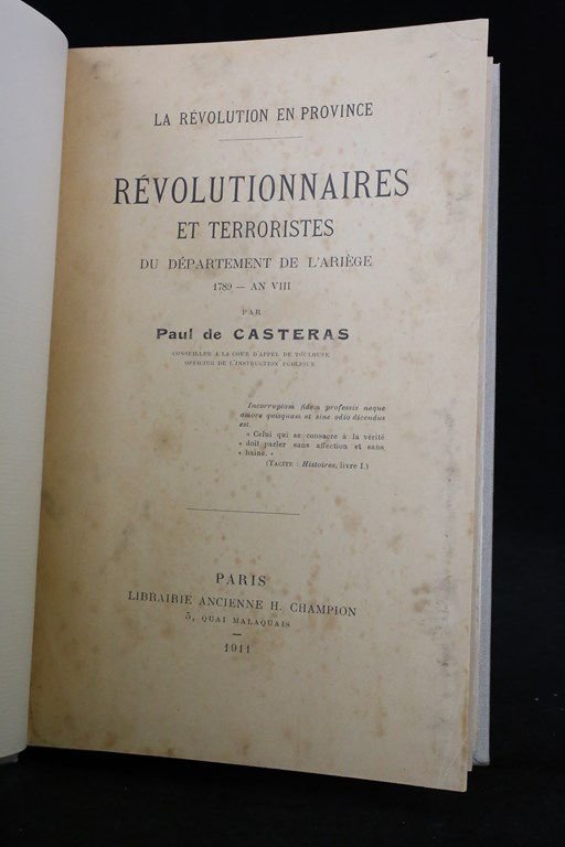 Révolutionnaires et terroristes du département de l'Ariège 1789-An VIII