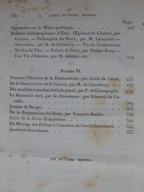 Revue Européenne, par les rédacteurs du Correspondant. (1831, 2 tomes)