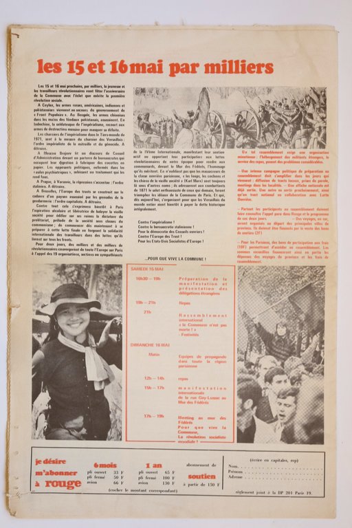 Rouge N°111 1er Mai 71 pour que vive la Commune …