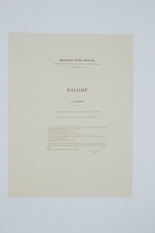 Salomé - Lithographie originale sur Japon - L'Estampe Moderne