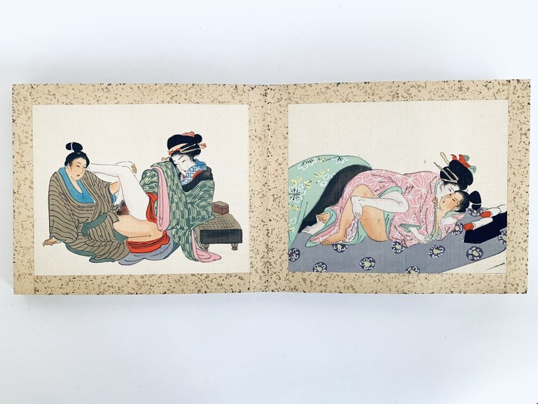 Shunga. Manuel de l'oreiller. Gouaches sur soie