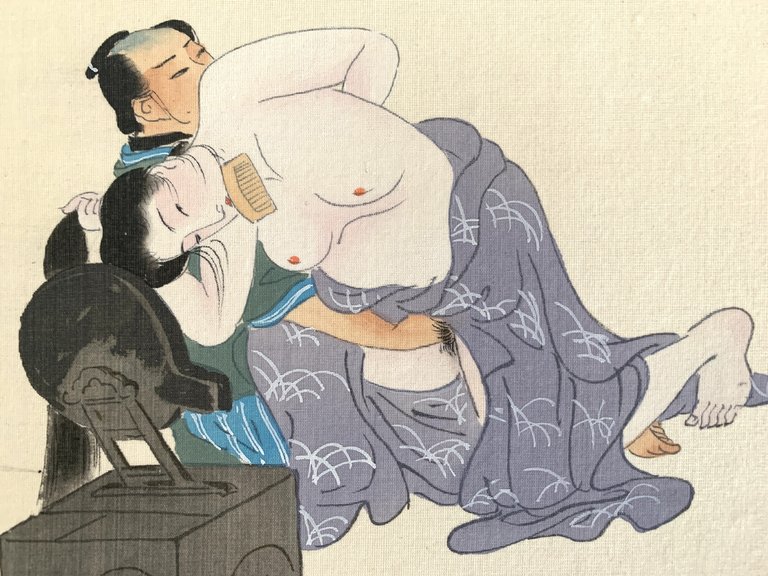 Shunga. Manuel de l'oreiller. Gouaches sur soie