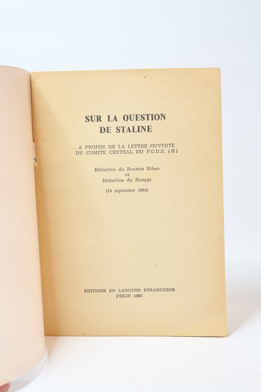 Sur la question de Staline. A propos de la lettre …
