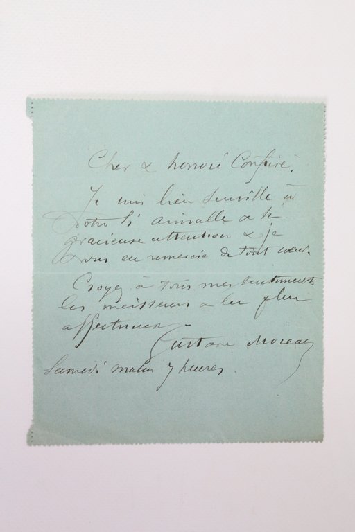 Télégramme autographe signé à Edouard Corroyer