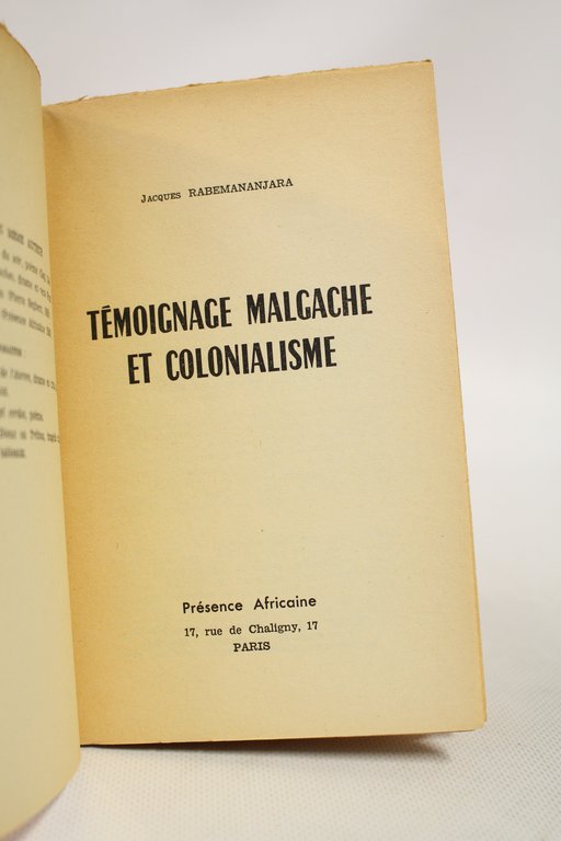 Témoignage malgache et colonialisme