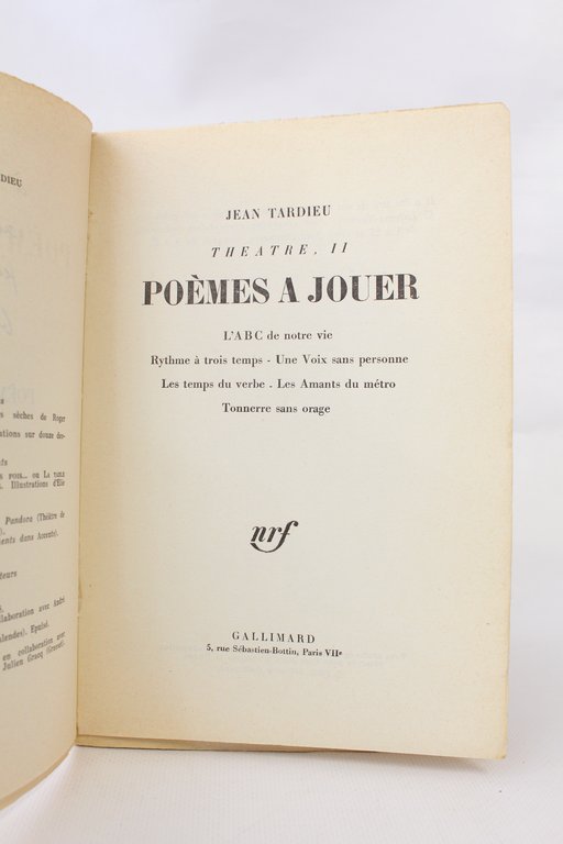 Théâtre II, Poèmes à jouer : L'abc de notre vie. …