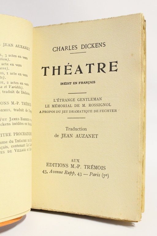 Théâtre inédit en français. Tome I : L'étrange gentleman. - …