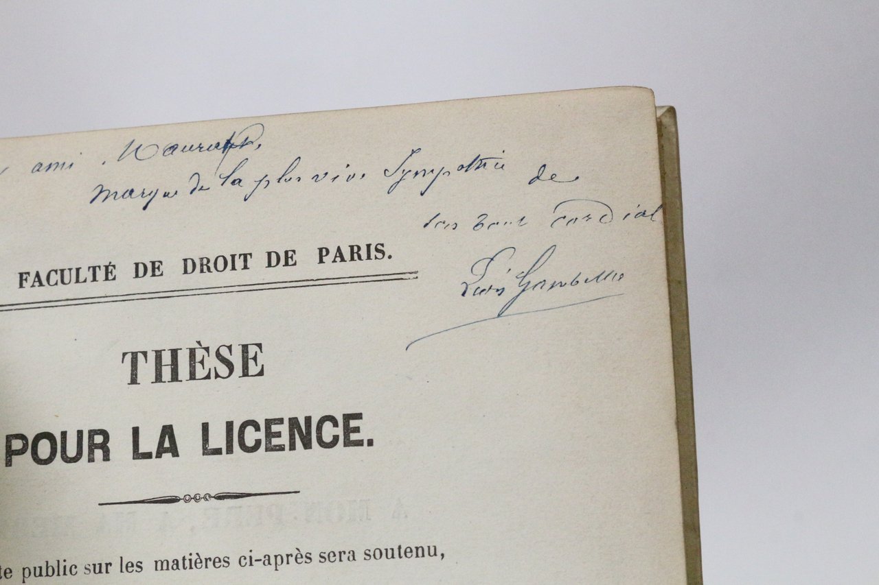 Thèse pour la licence soutenue par Léon Gambetta
