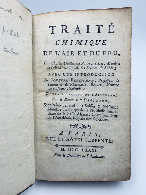 Traité chimique de l'air et du feu