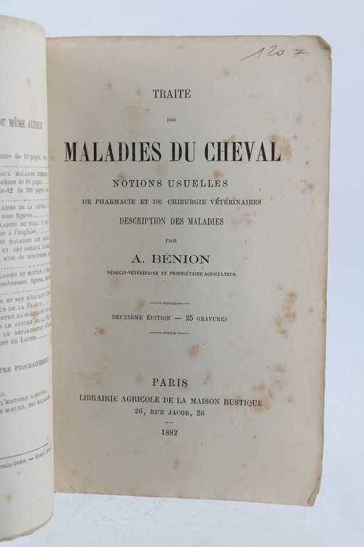 Traité des maladies du cheval, notions usuelles de pharmacie et …